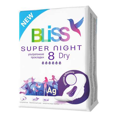 Прокладки Bliss Super Night Dry ультратонкие 8 шт в Рив Гош